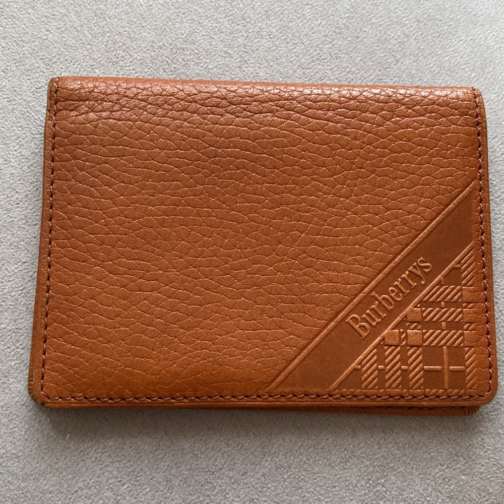 VINTAGE BURBERRYS LEATHER CARD HOLDER UNISEX CARAMEL COLOR